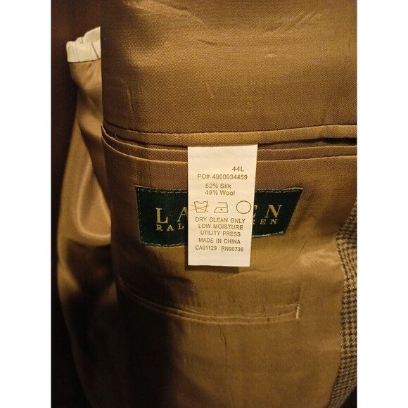 Lauren Ralph Lauren Mens 44L Houndstooth Silk Wool Blazer Suit Jacket Sport Coat - Picture 4 of 10